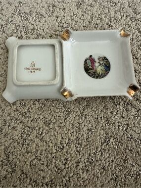 Porcelain Ash Trays Dish with Gold Accents - Set of 2